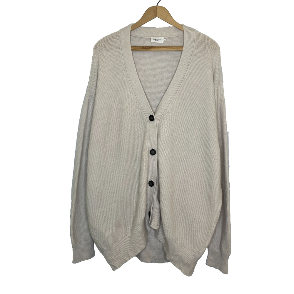 The Reset Cream Button-Up V-Neck Cardigan